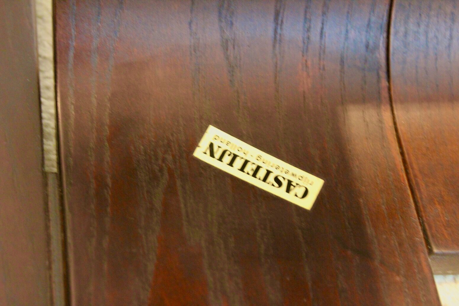 Set of four Strip dining chairs with dark brown ash armrests by Gijs Bakker for Castelijn