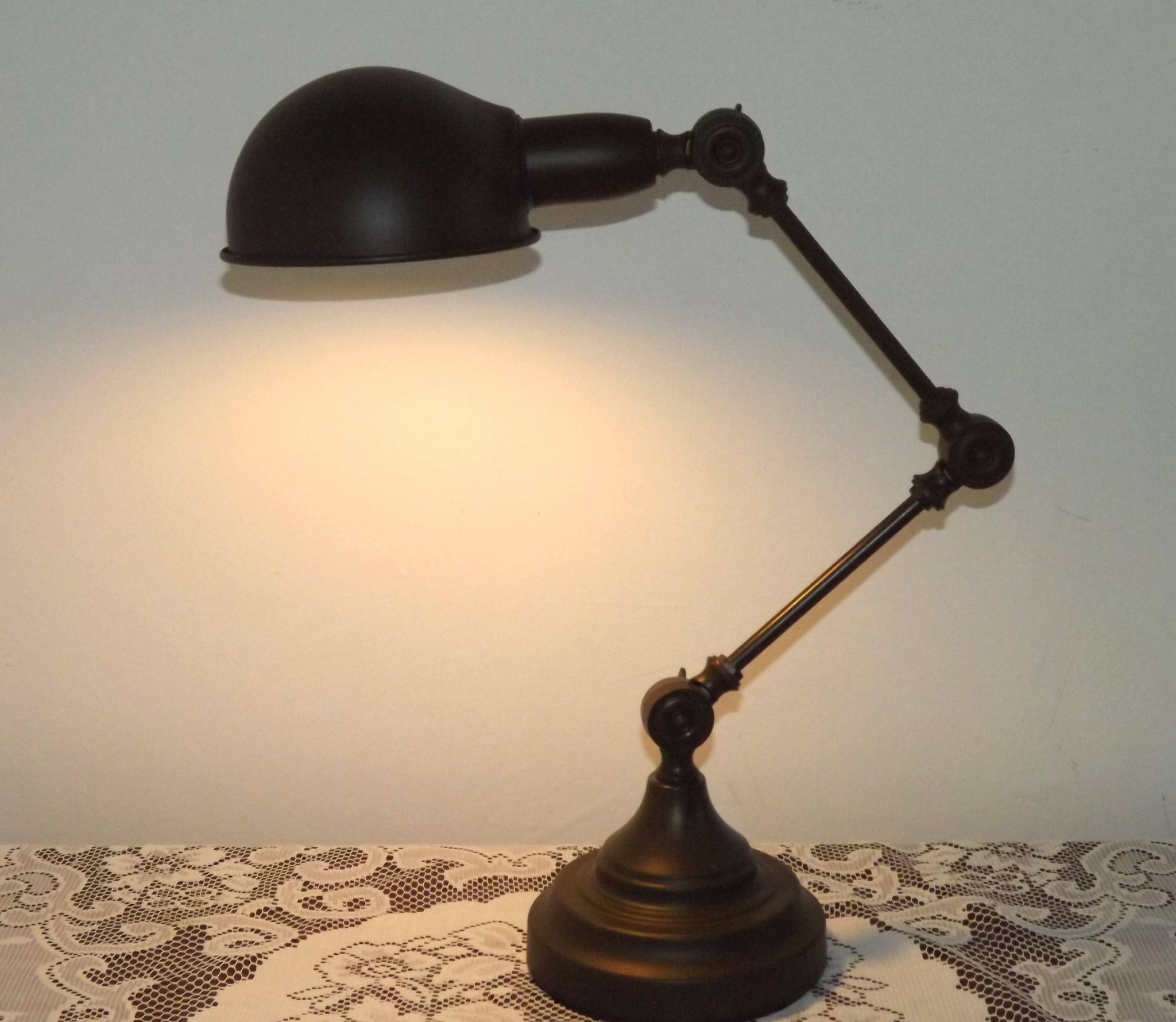 French Vintage Retro Anglepoise Adjustable Desk Lamp In Olive Green Metal 4946