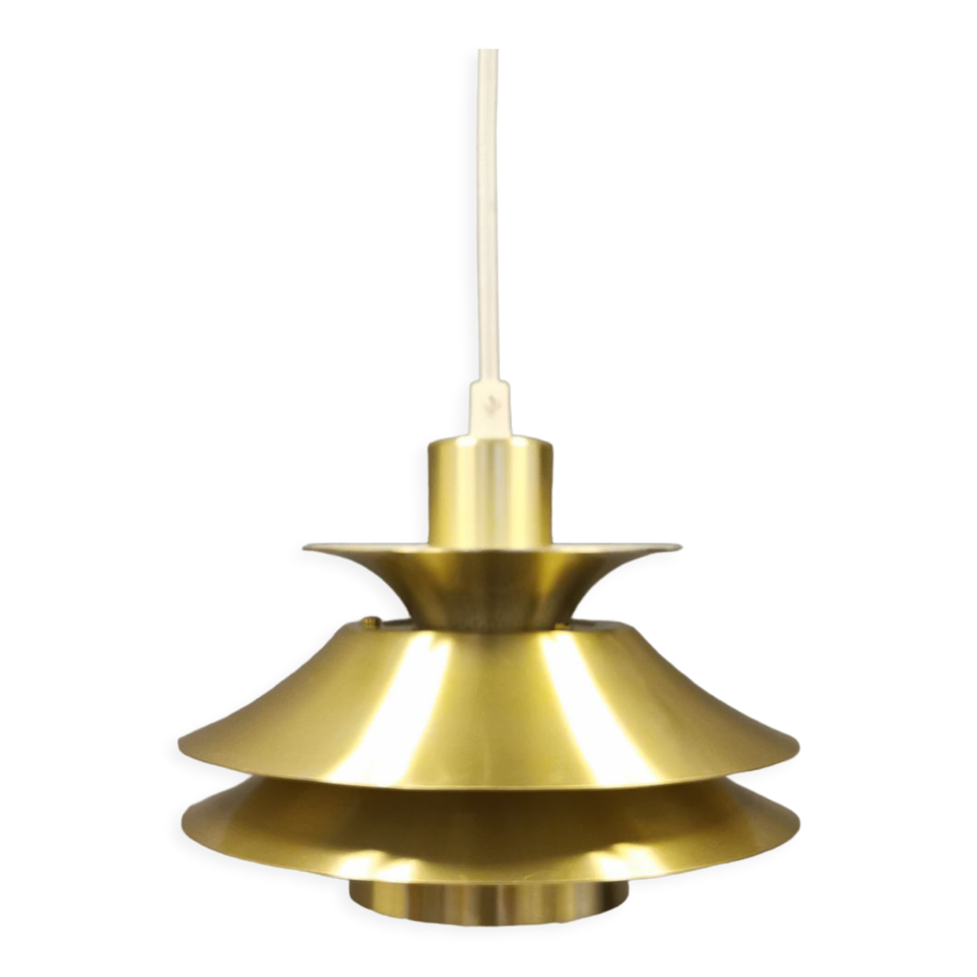 Small hanging lamp from Danish Top-lamps, in brass colored aluminum, produced in the 1980s