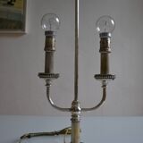 Bouillotte type lamp base in silver metal
