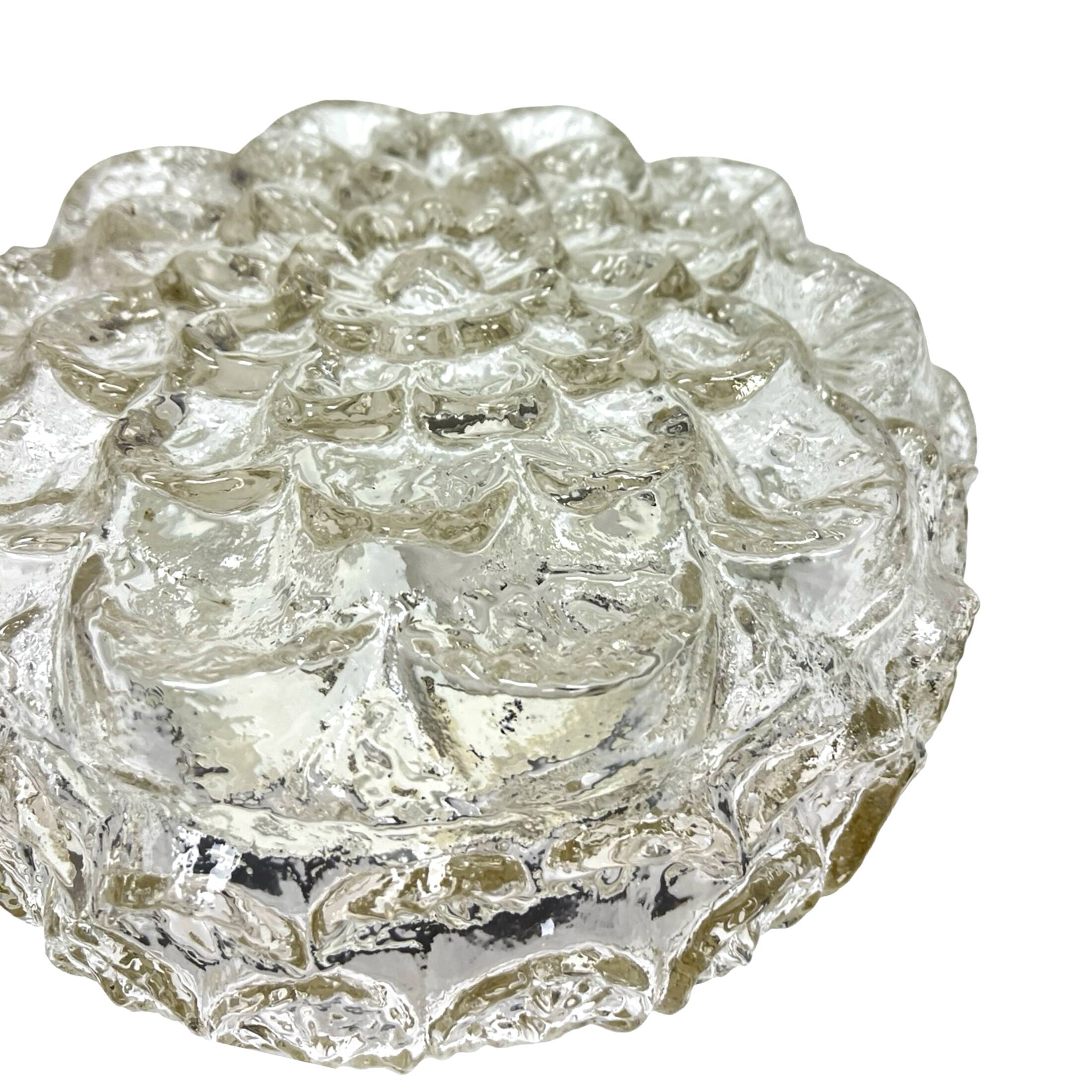 Crystal Ceiling Lamp, Wall Lamp RZB 32310 Floral Motif / Ice Glass, Germany