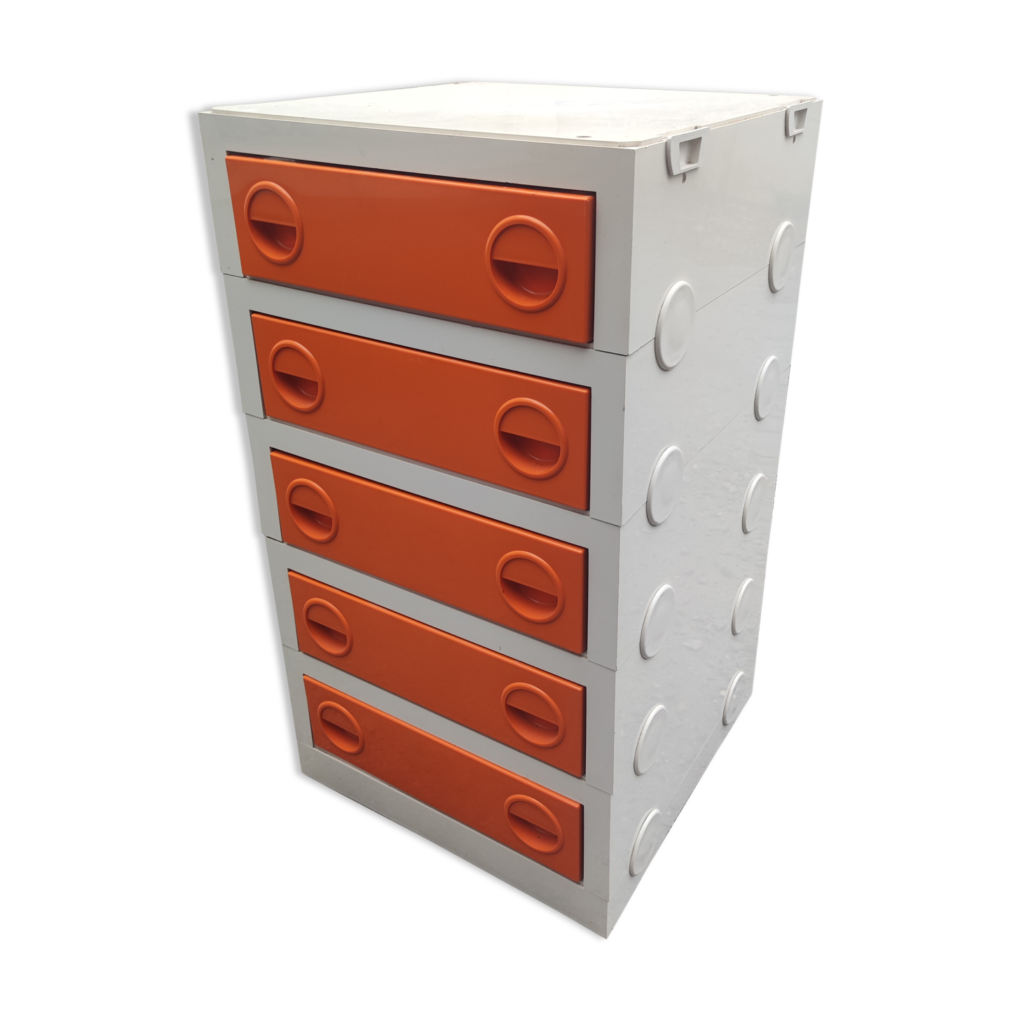 Vintage orange plastic drawer cabinet