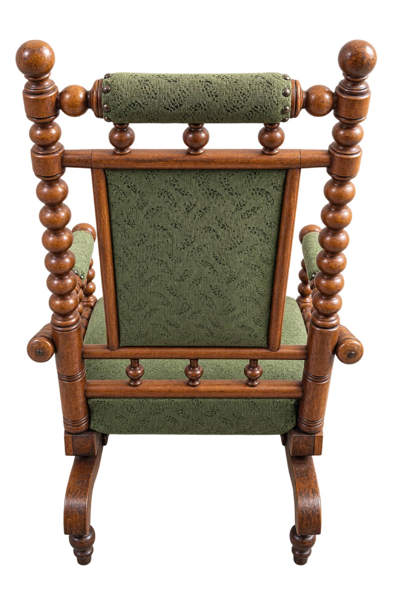 Chaise berçante victorienne antique avec mécanisme à ressort, c. 188