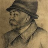 Drawing old lead mine A.M Portrait Man Moustache