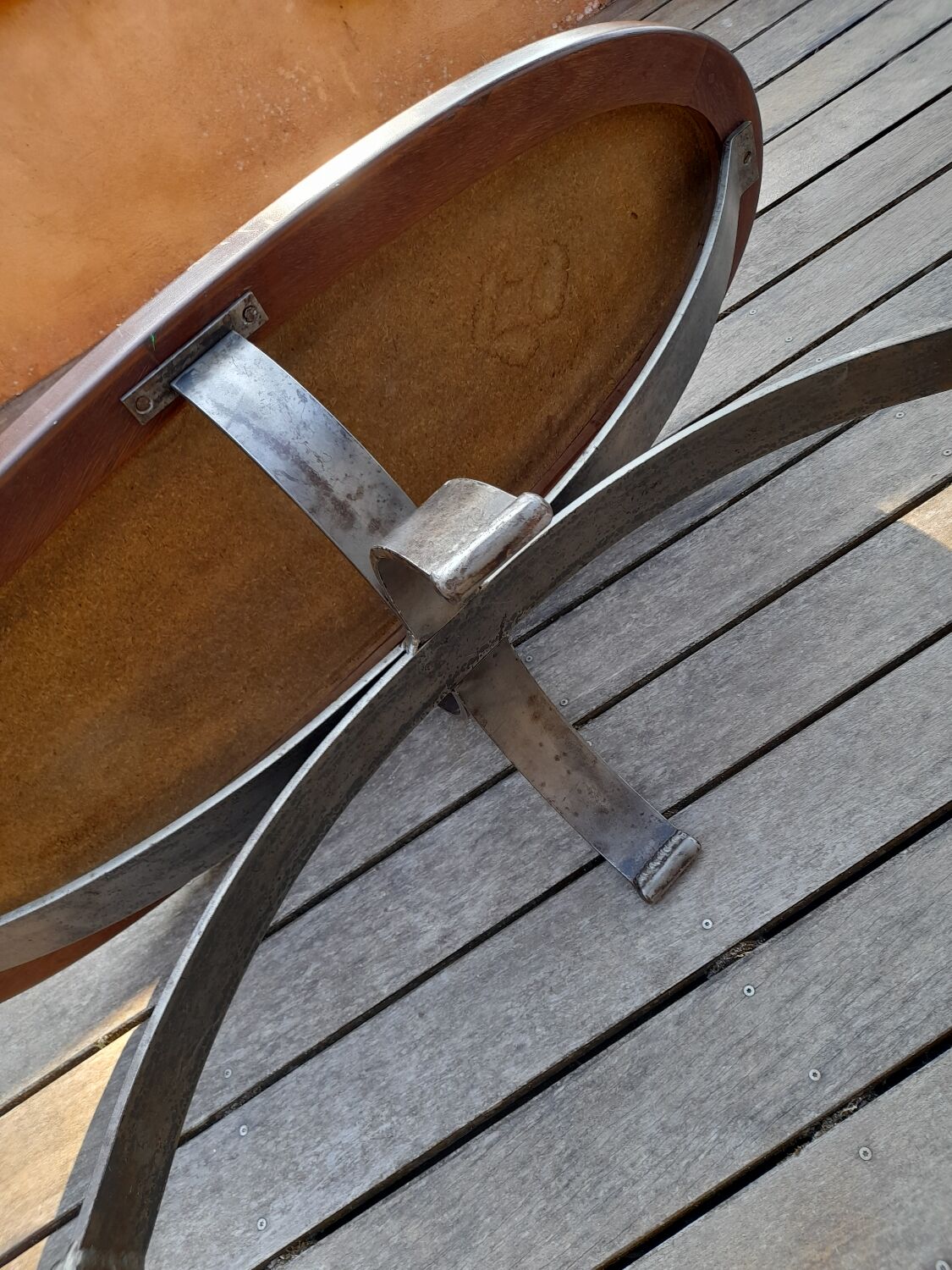 Wood ceramic and metal coffee table by Dan Vallauris 1960