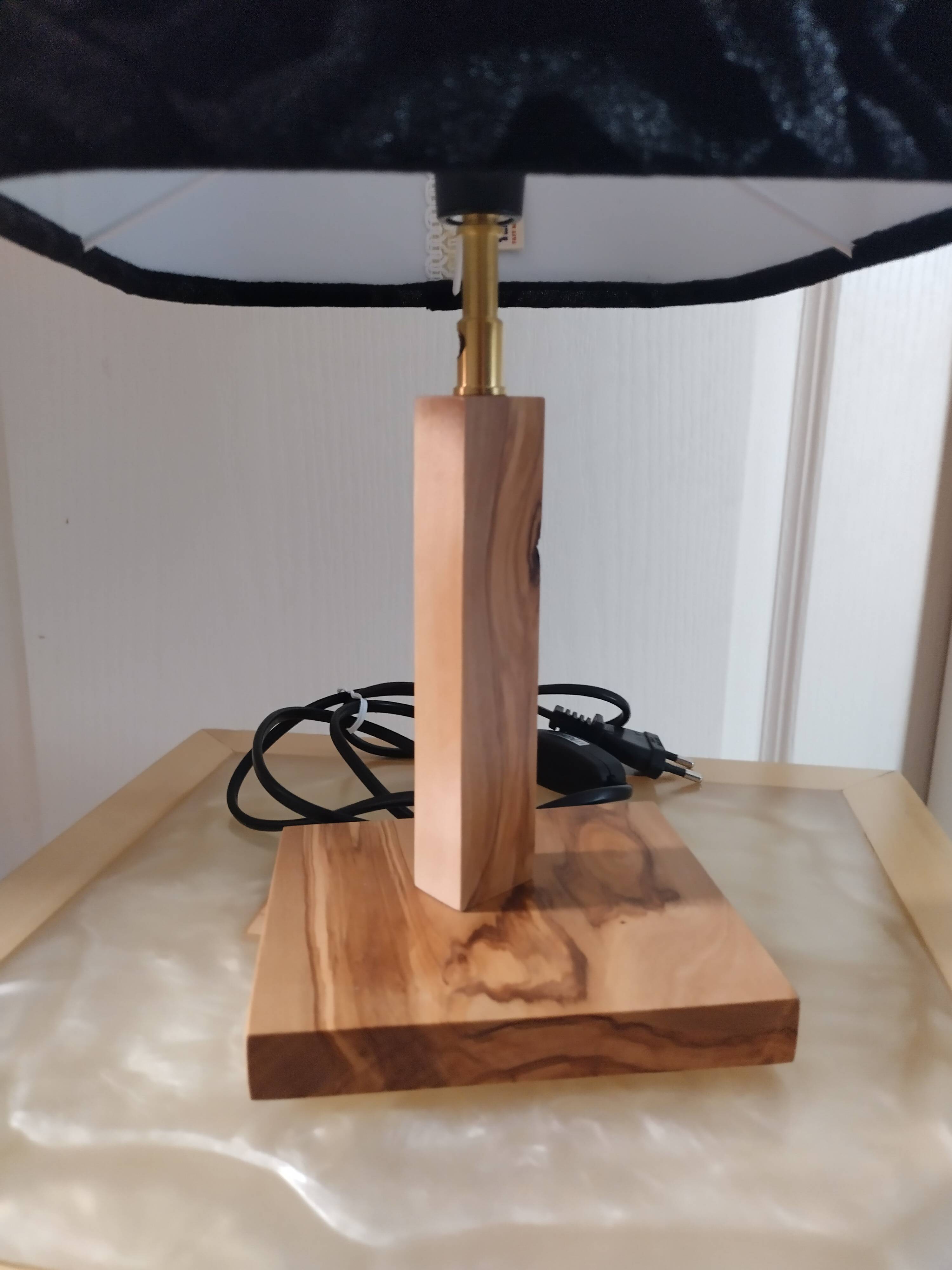 Handcrafted olive wood lamp