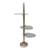 Art Deco chrome brass display 3 glass shelves