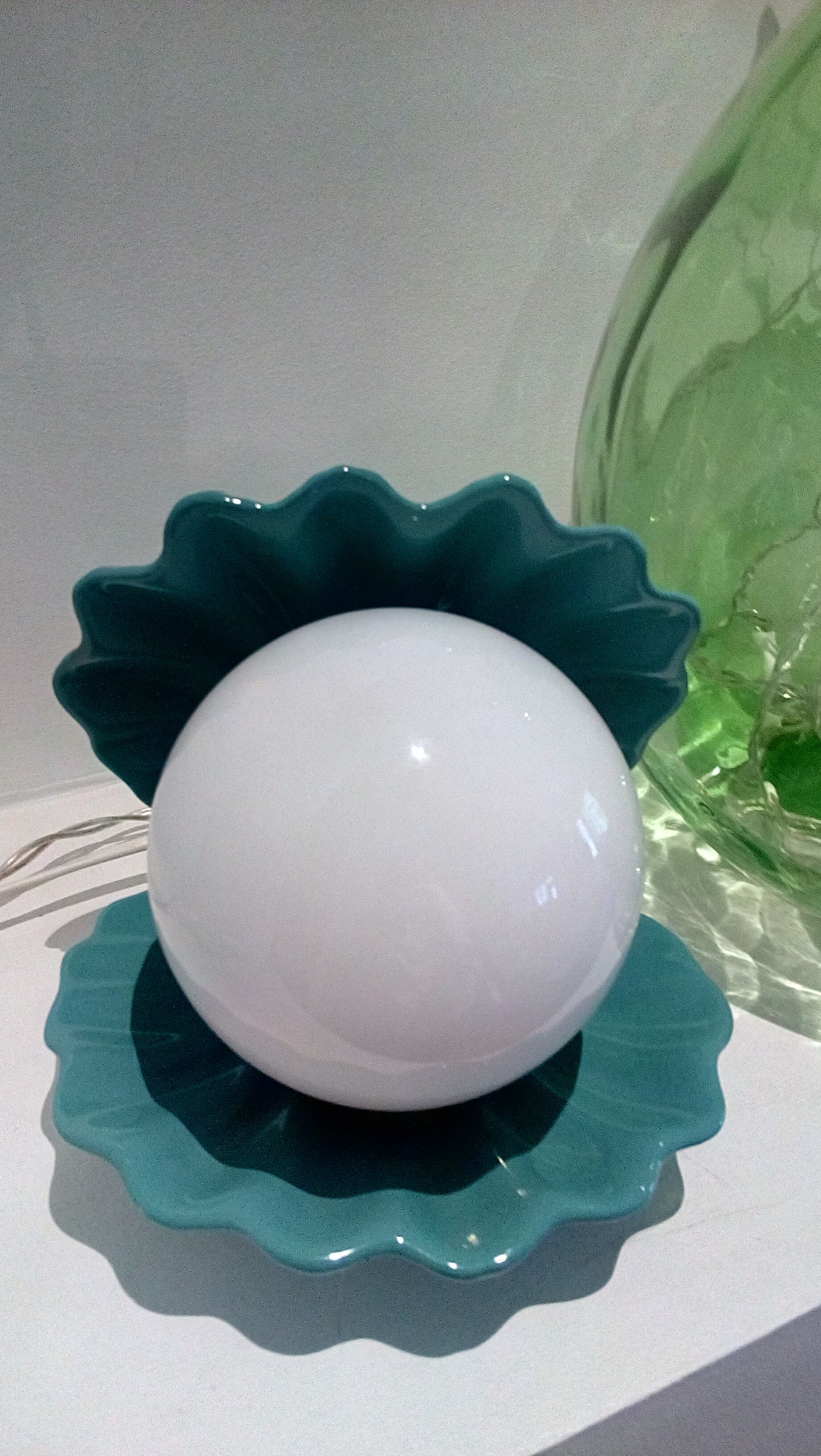 Turquoise blue scallop lamp
