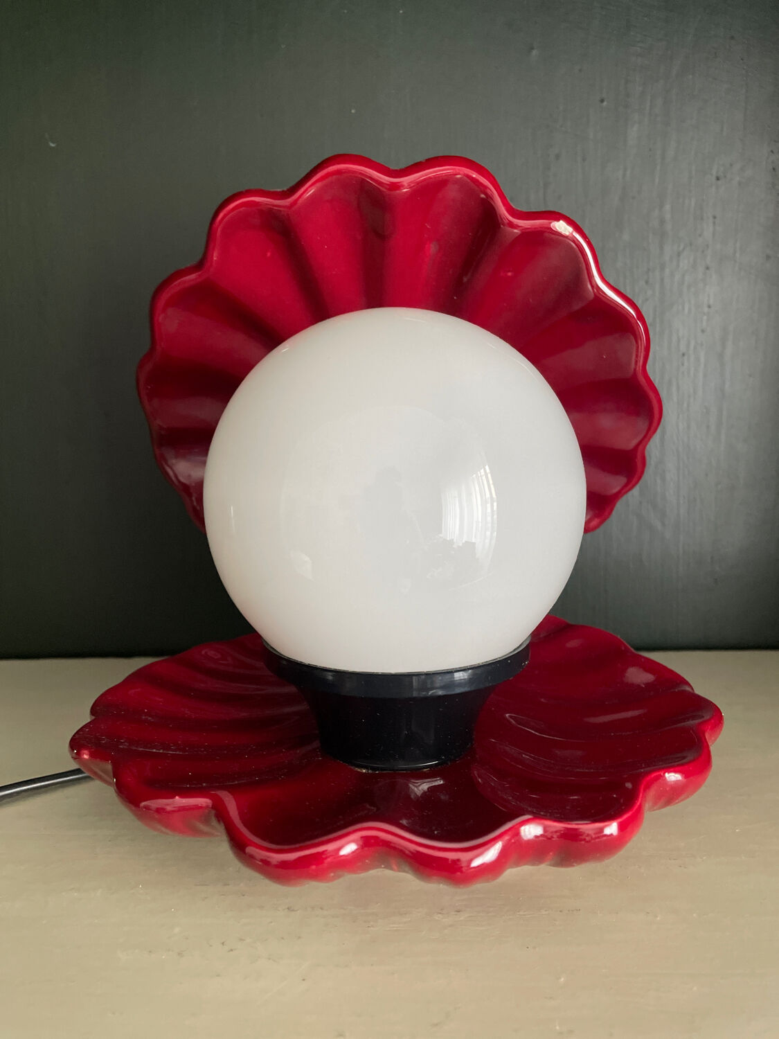 Lampe veilleuse coquillage perle vintage