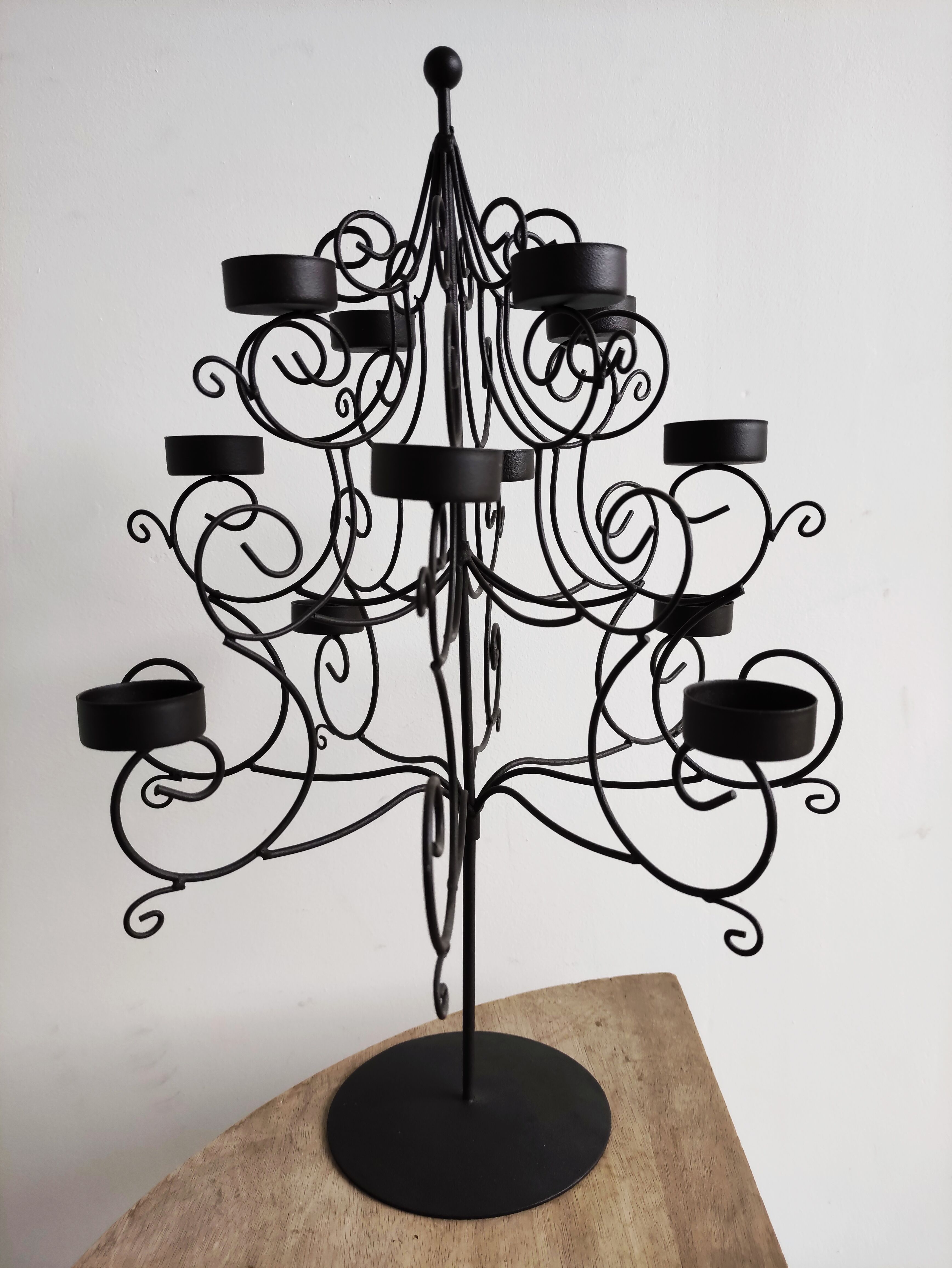Black metal candlestick for 12 candles