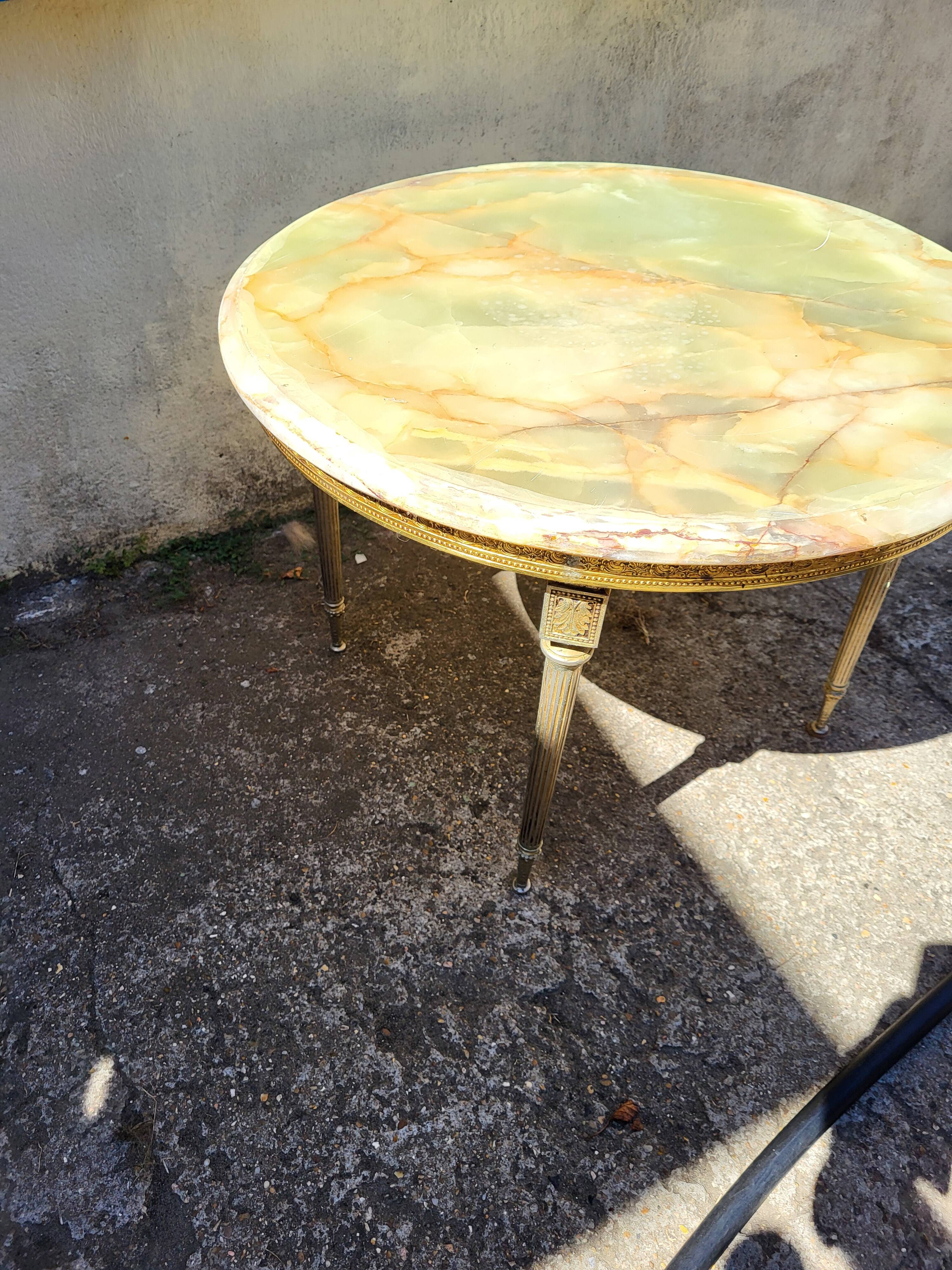 Vintage marble and brass coffee table