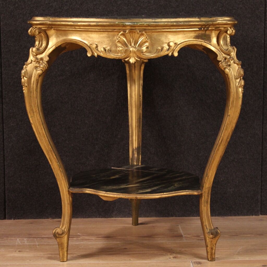 Gilded and lacquered faux marble living room coffee table