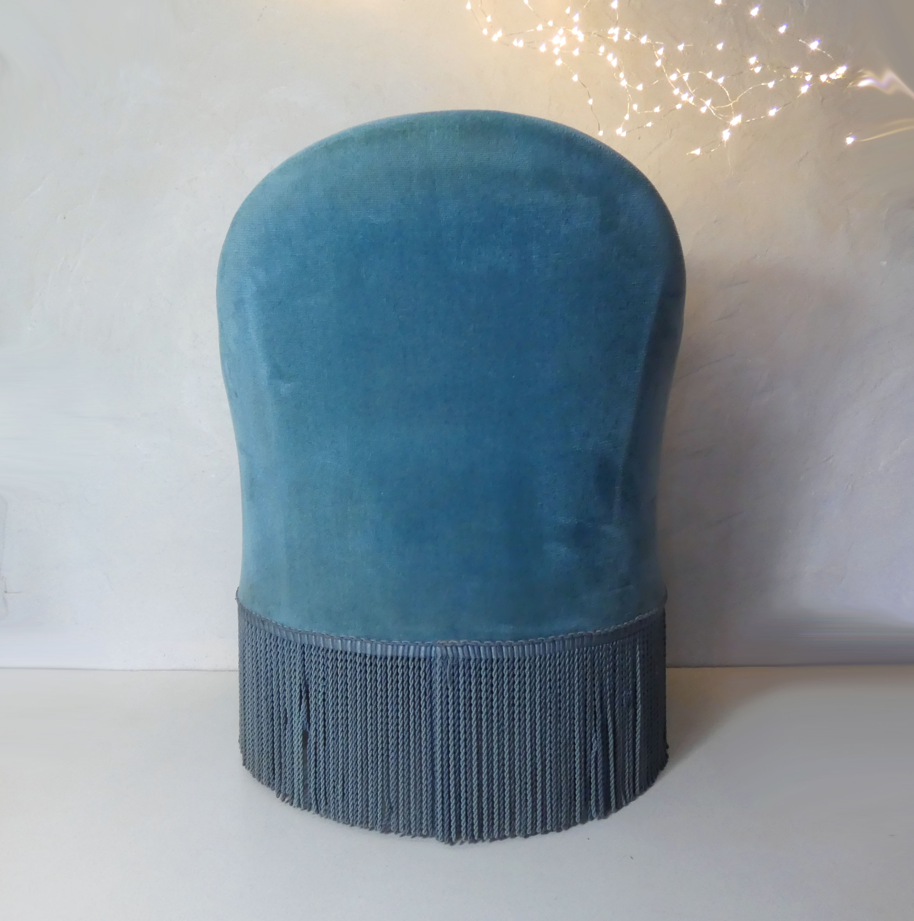 Fauteuil crapaud velours bleu