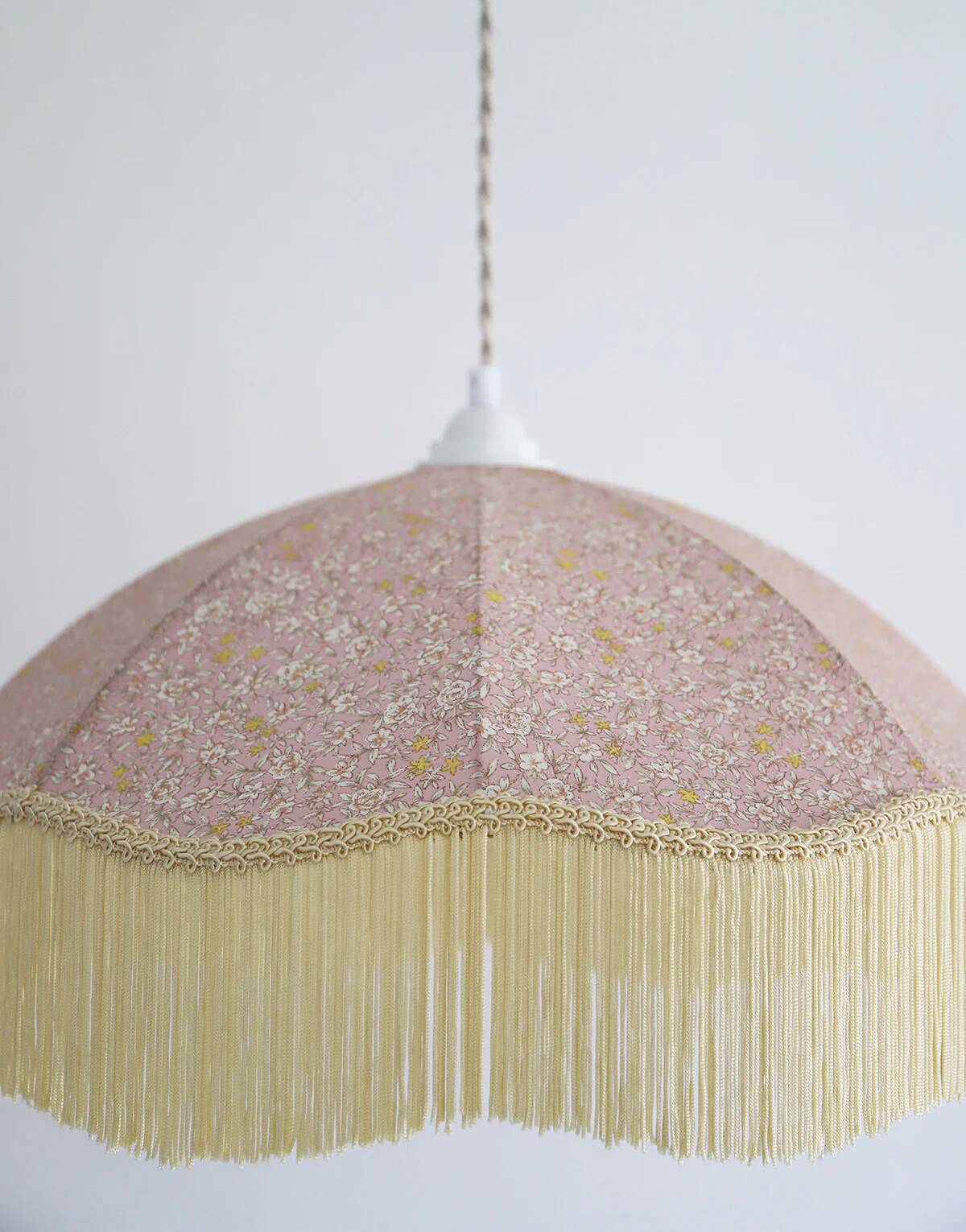 Suspension vintage parapluie imprimée avec franges D45 cm