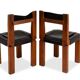 Pierre Chapo. Series of 8 "S11" chairs in elm and leather. 1960s-70s.