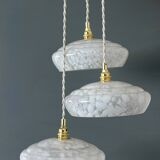 Vintage triple suspension lampshade in Clichy glass bench