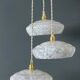 Vintage triple suspension lampshade in Clichy glass bench