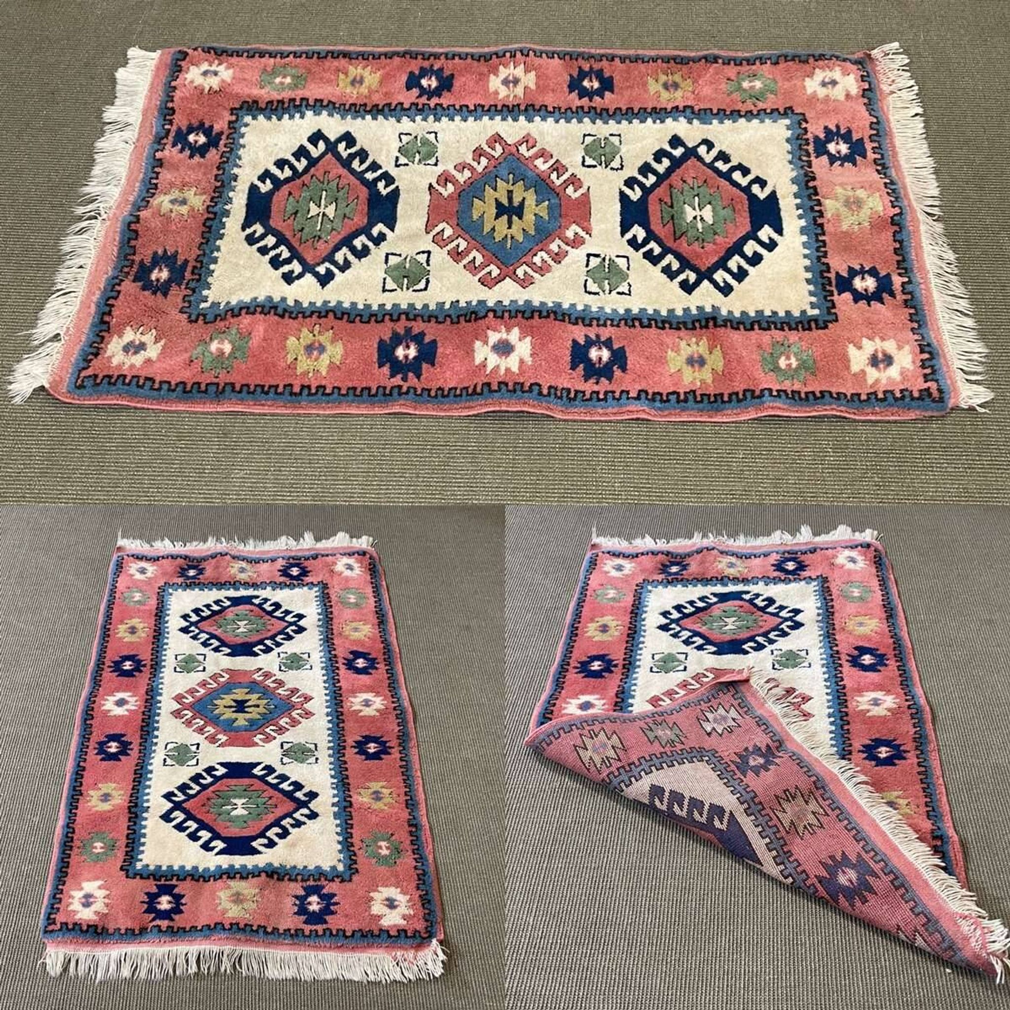Handmade wool Oriental rug - 1.40m x 0.85m