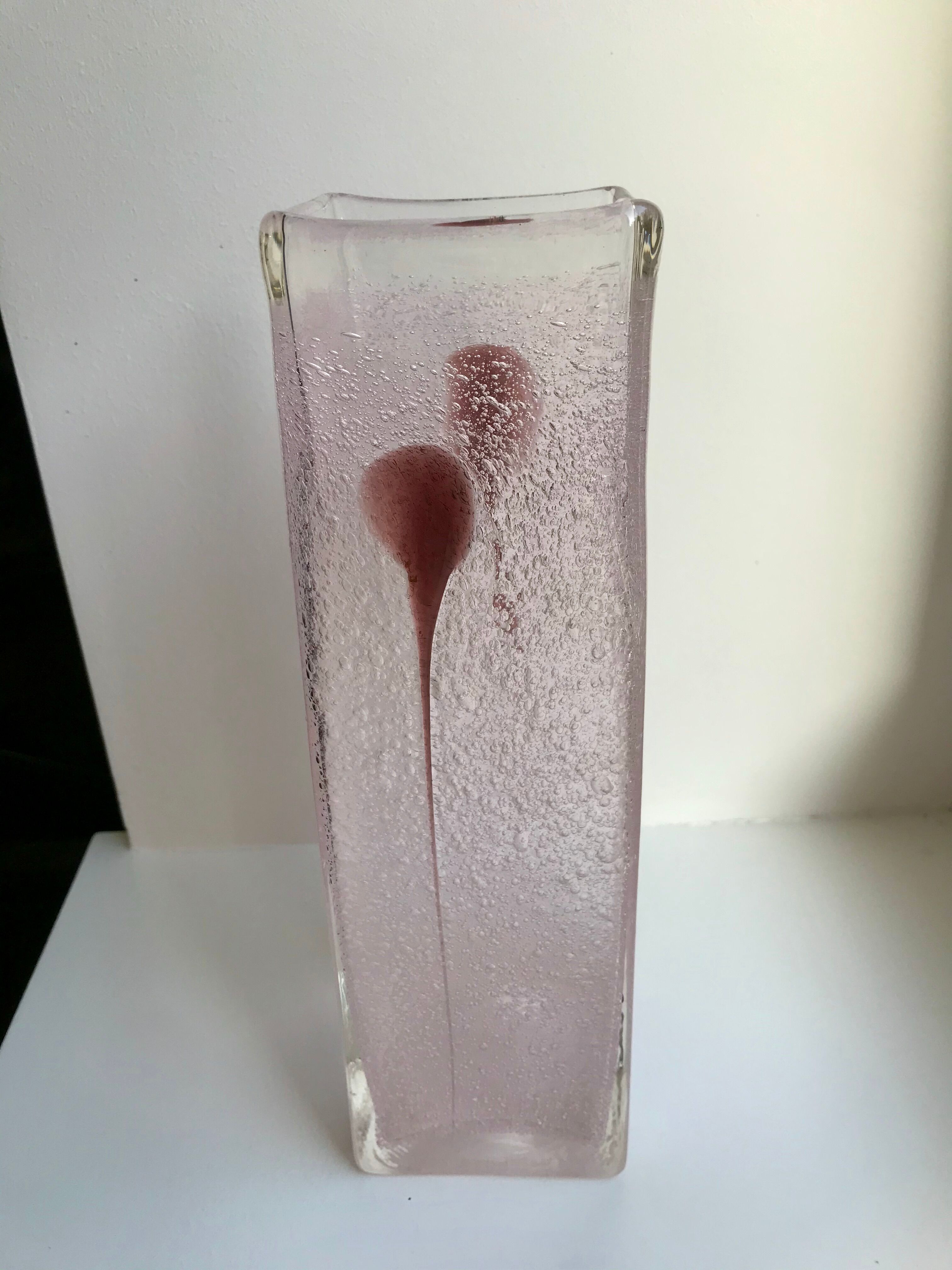 Pink and purple blown bubble glass vase 1960s 1970s