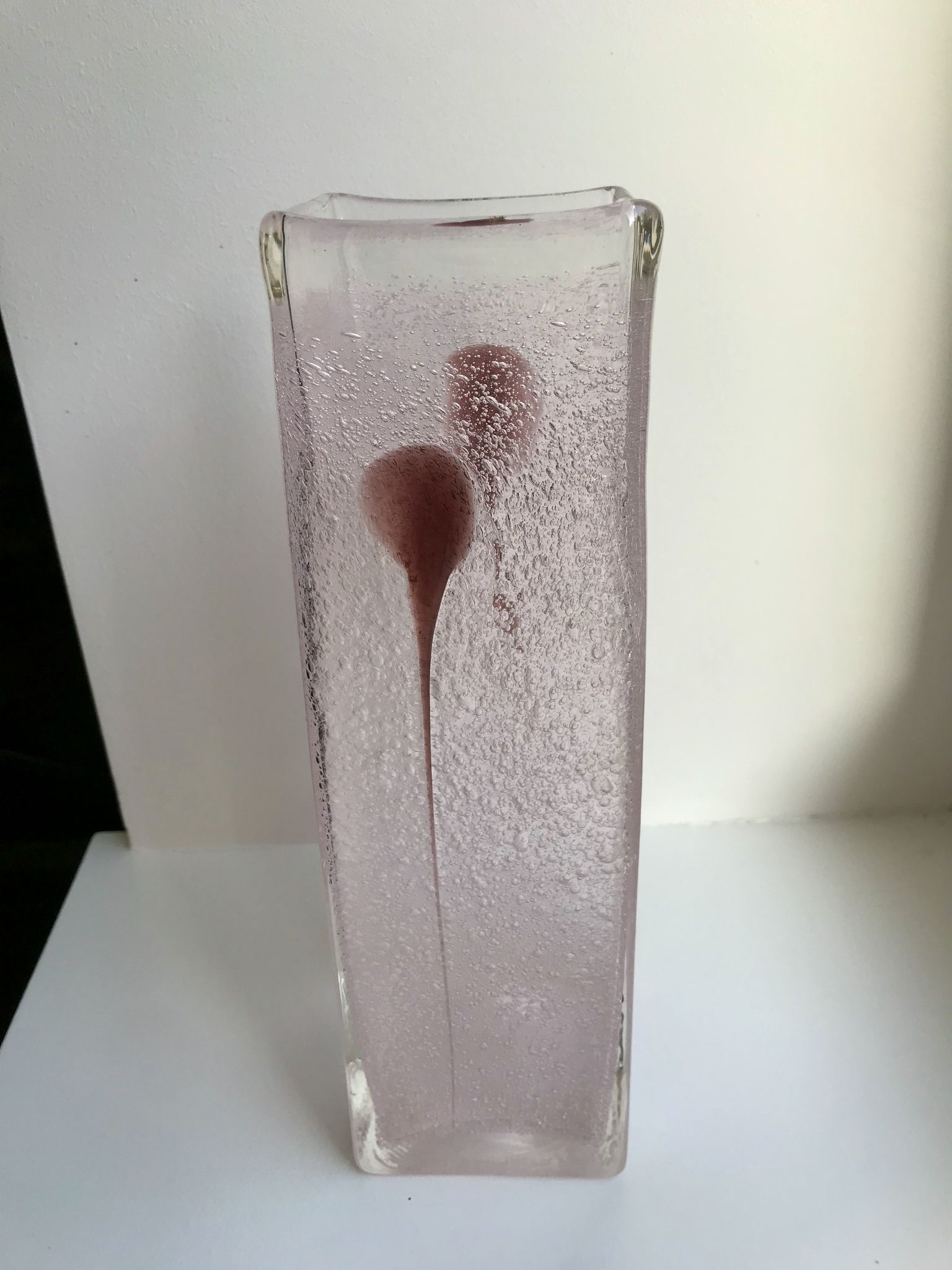 Pink and purple blown bubble glass vase 1960s 1970s