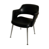 Fauteuil style conférence design noir pieds métal – lignes contemporaines