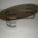 Table basse de salon verre  fumé  -1970