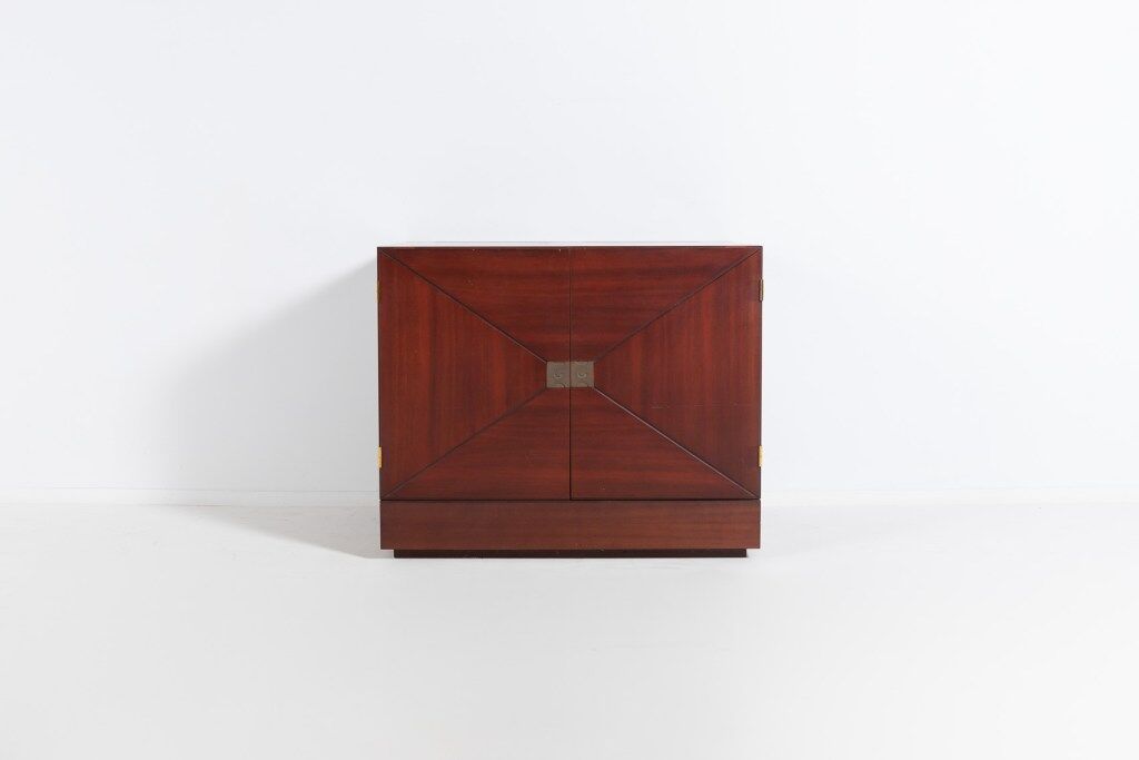 Vintage bar cabinet with brass markings