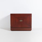 Vintage bar cabinet with brass markings