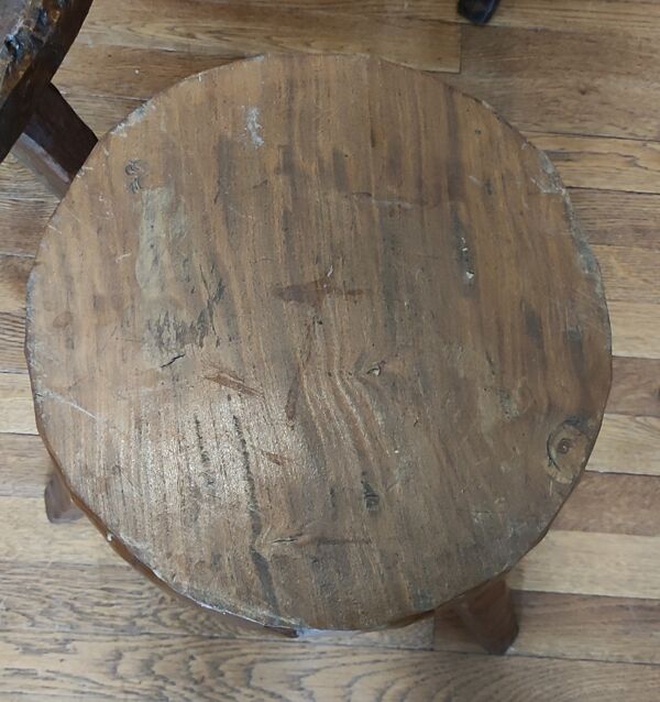 Ensemble salon brutaliste table basse avec 3 tabourets/design 20 ème