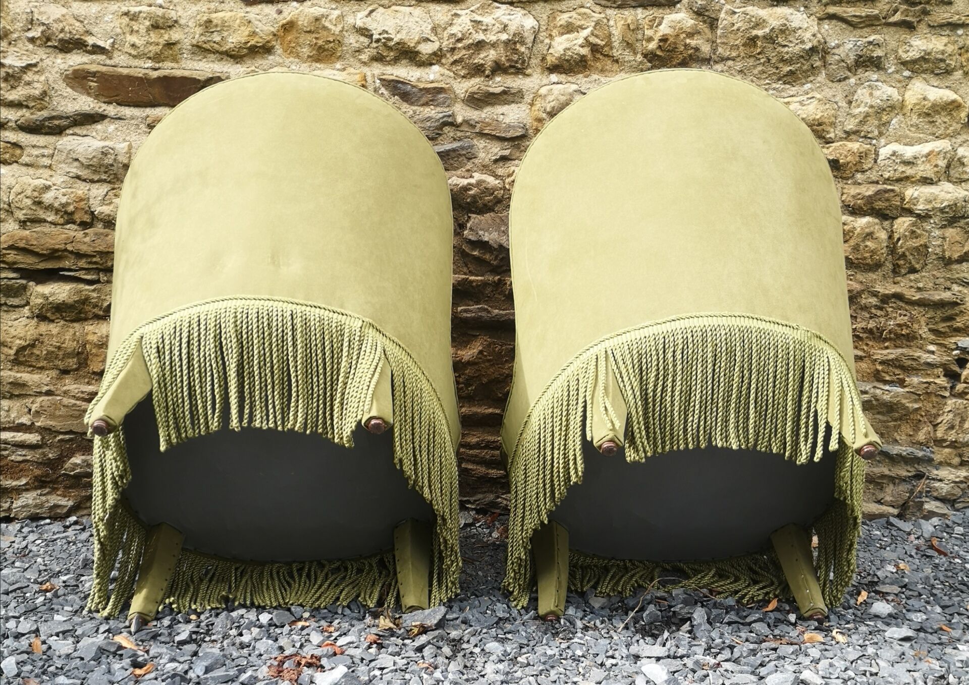 Pair of green toad armchairs