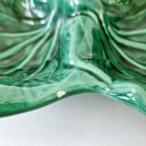 Vintage compartmentalized ceramic serving dish cabbage leaf shape Vallauris style