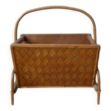 Porte-revue vintage en rotin bambou décoration campagne scandinave fabrication artisanale tressé