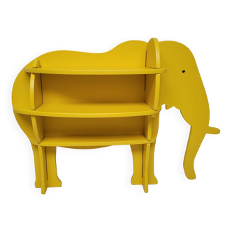 Yellow wooden elephant-shaped bookcase, Habitat 1980