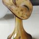 Murano glass soliflore vase Volubilis. Floral shape/Corolla. Polychrome speckles. Gold glitter inclusions. Height 21 cm