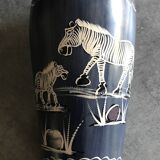 Soapstone soliflore vase, hand carved and painted in africa