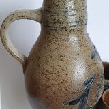 Sandstone pitcher and four cups by Loys Ruhlmann Betschdorf
