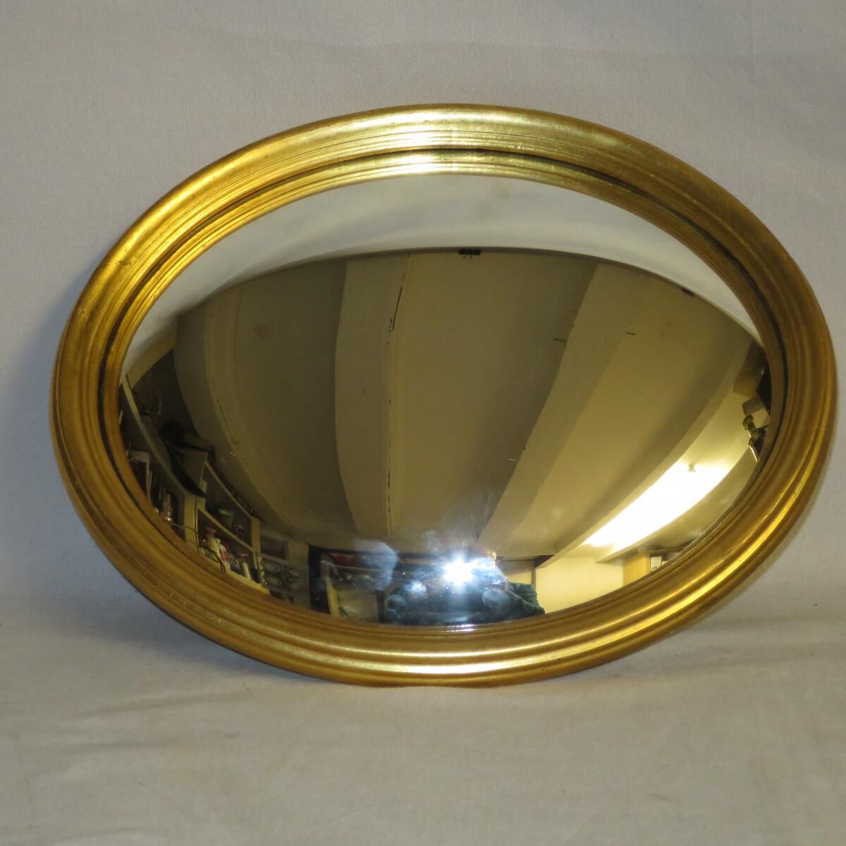 Curved mirror says witch wooden Golden 20th 33 cm
