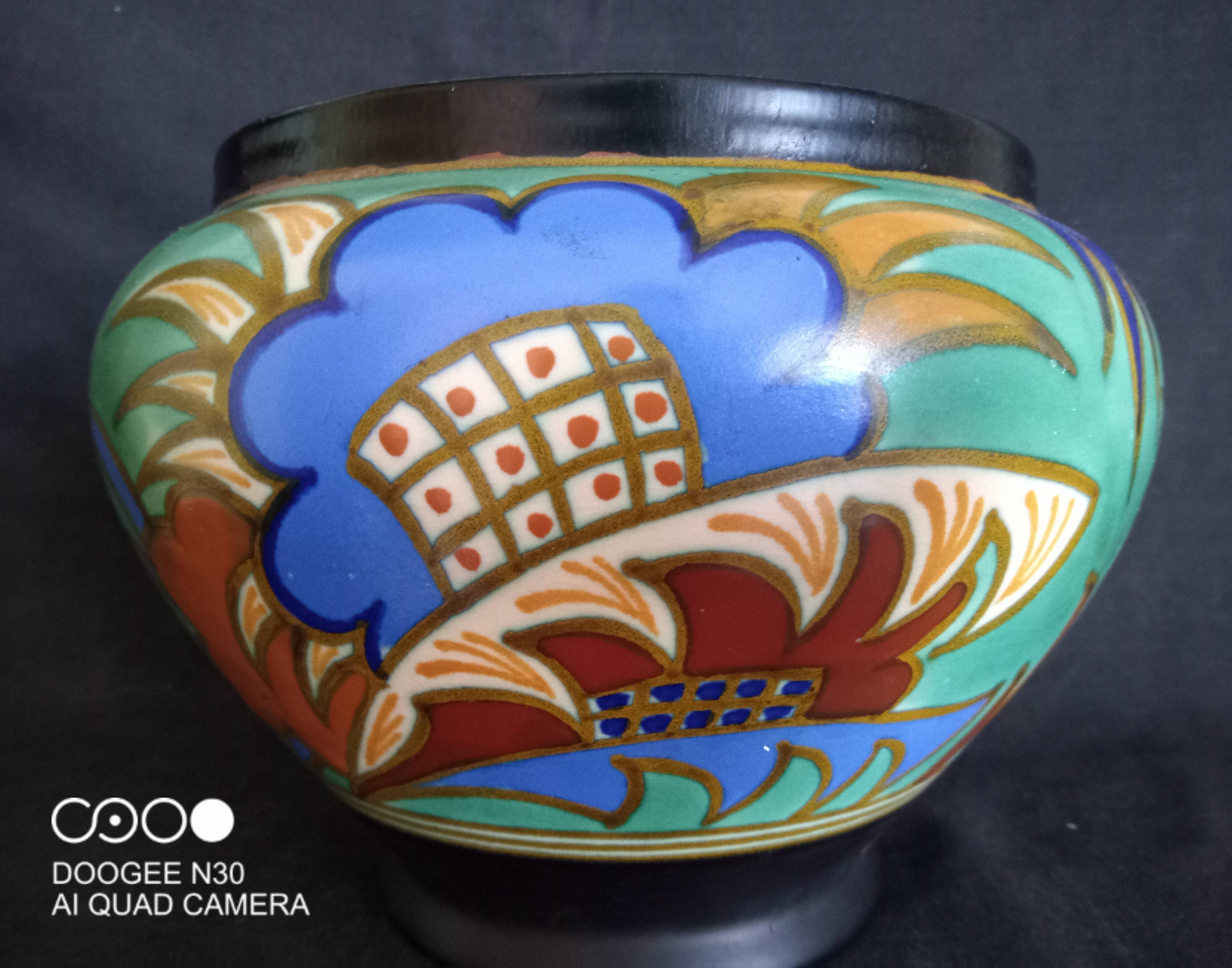 Large Gouda Vase, Art Deco geometric patterns, 1920s