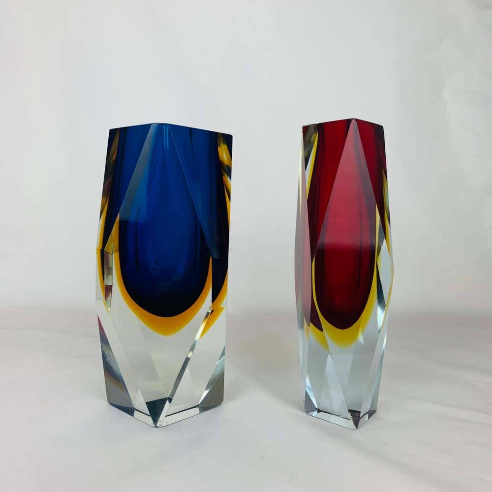 Pair of Sommerso Murano vases by Alessandro Mandruzzato