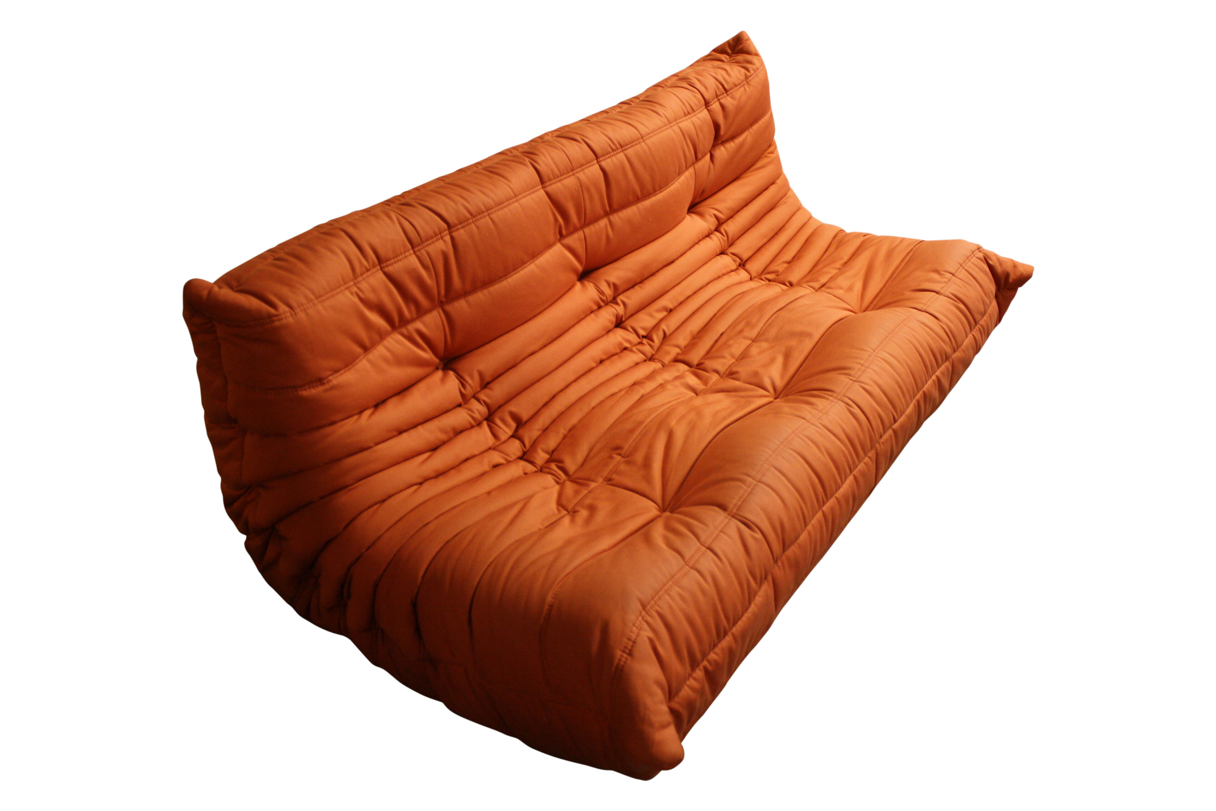 Modular 3 piece orange sofa by Michel Ducaroy for Ligne Roset