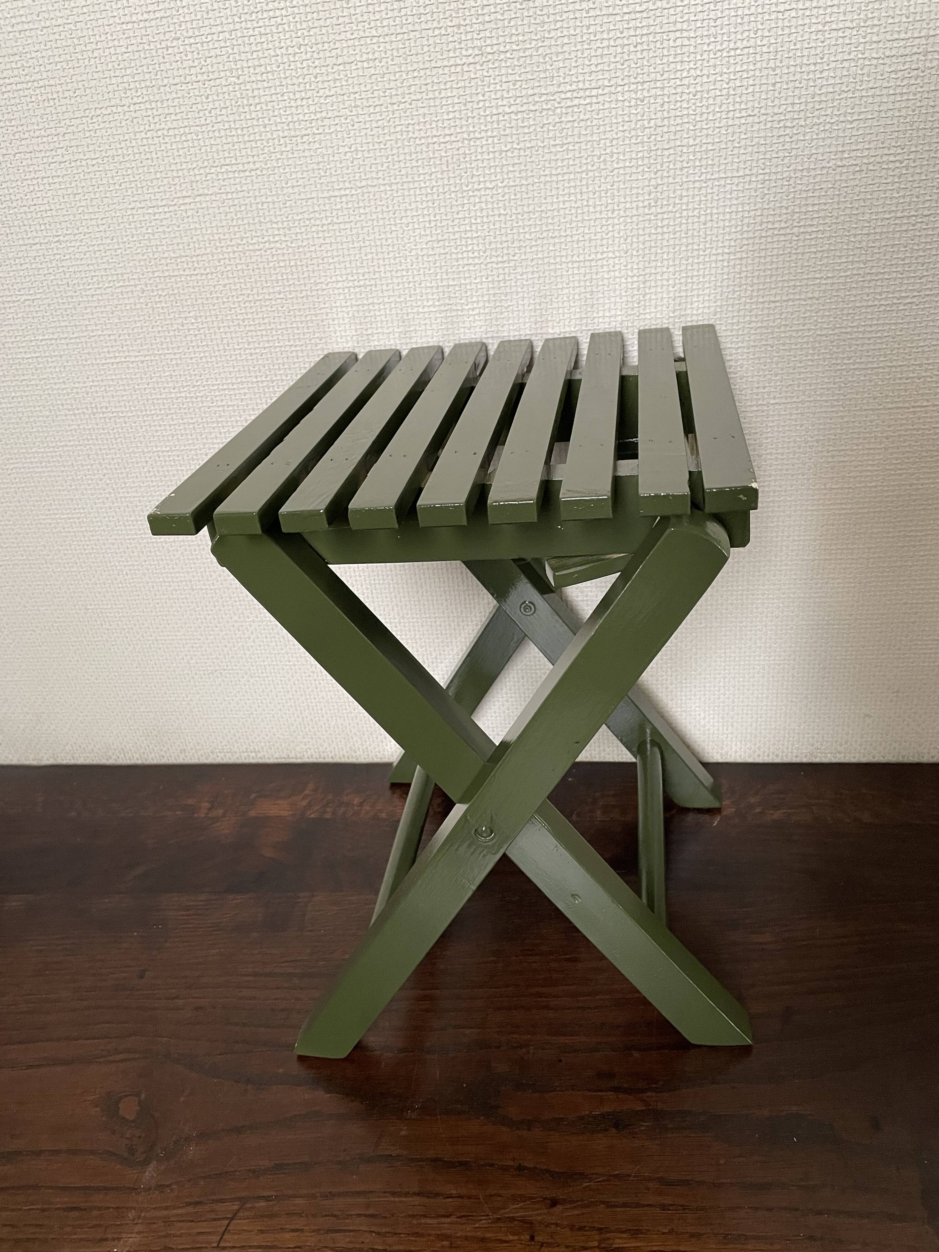 Vintage slatted fishing stool