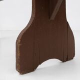 Mid-century rustic bench in brown painted wood, France ca. 1890