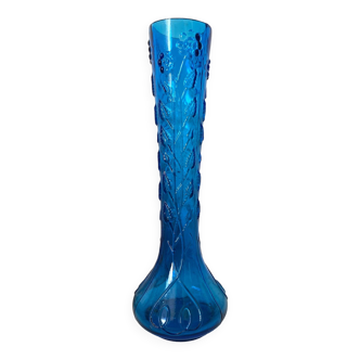 Vase soliflore ancien en verre bleu cobalt