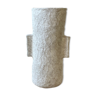 Vase en papier mâché effet blanchi
