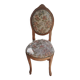Brown varnished wooden chair 1940 Fabric chair with jacquard seat, upholstery manufacturing