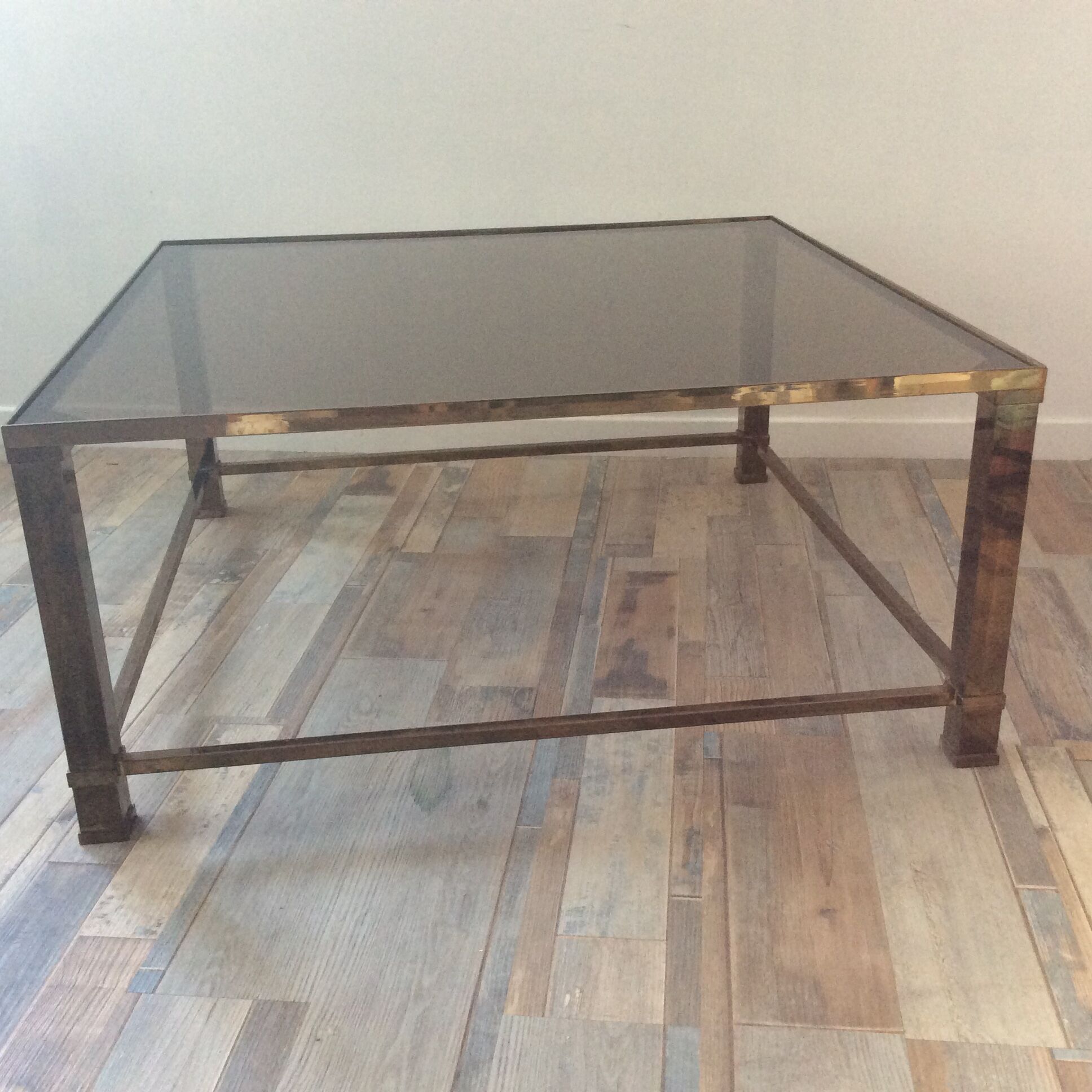 Belgo Chrome coffee table in vintage 70s brass