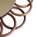 Rattan flower mirror, 1970s - 26 cm