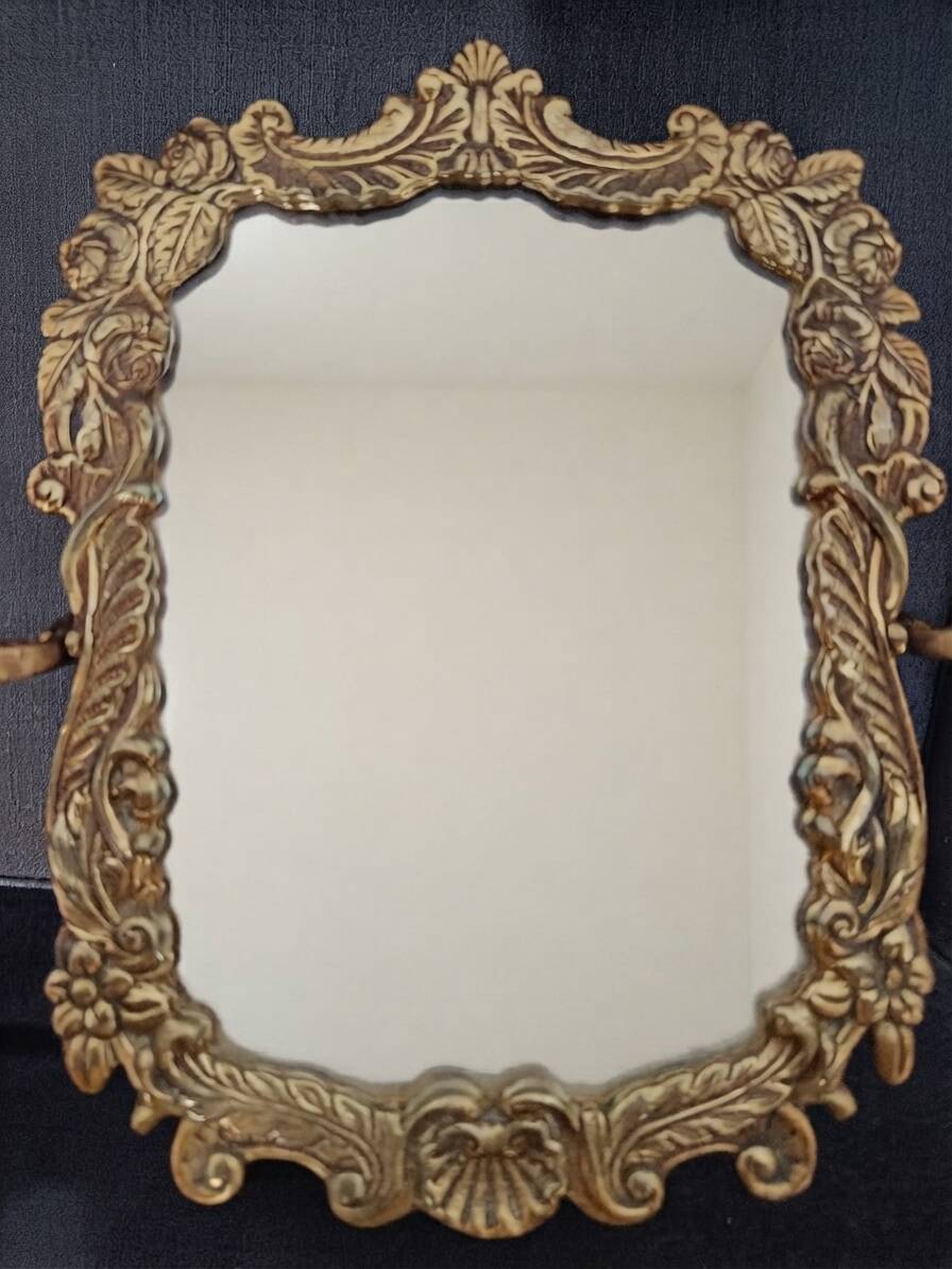 Tilting dressing table mirror, Napoleon III style, brass, mid-19th century.