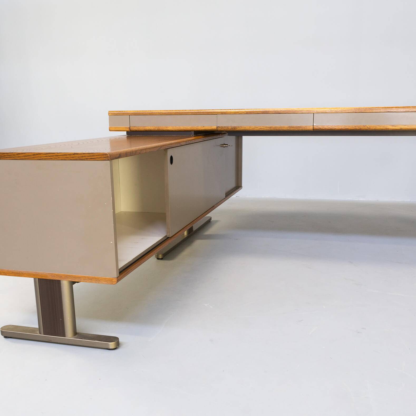 70s executive writing desk with side cabinet