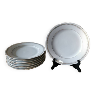 8 dinner plates in Bavaria porcelain, white and gold